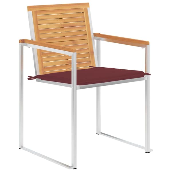 vidaXL Trädgårdsstolar 2 st med dynor massiv teak och stål