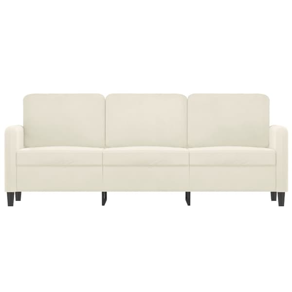vidaXL 3-sitssoffa gräddvit 180 cm sammet