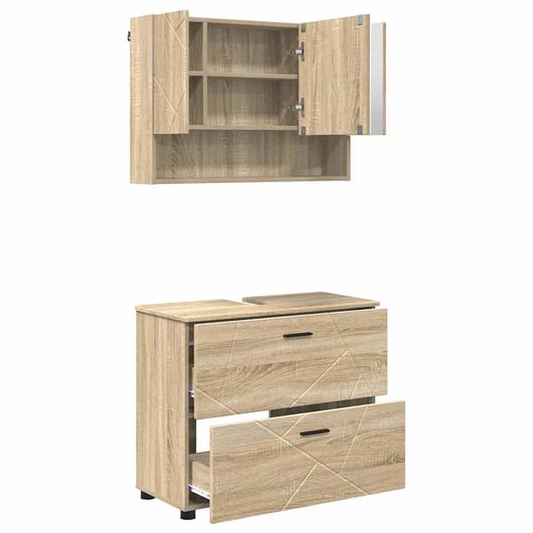 vidaXL Baderomsinnredningssett 2 pcs Sonoma eik 76.5 x 35 x 64 cm