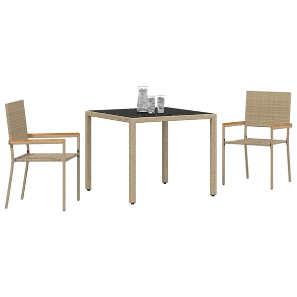 vidaXL Hage Spisegruppe 3 pcs Beige polyrotting