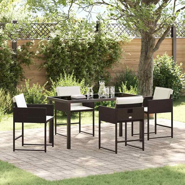 vidaXL Hage Spisegruppe 5 pcs Brun polyrotting