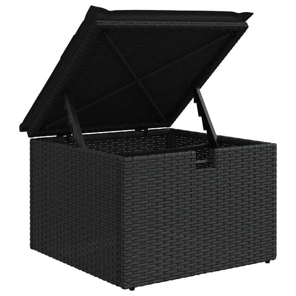 vidaXL Trädgårdsoffset med kudde 9 pcs Svart Poly rattan