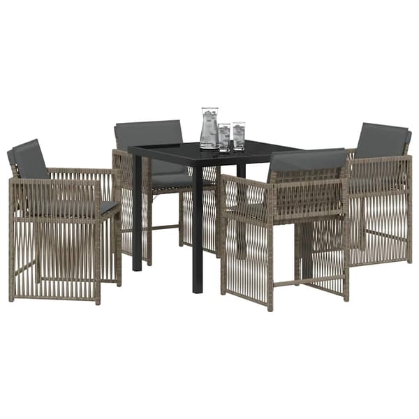 vidaXL Hage Spisegruppe 5 pcs Grå polyrotting