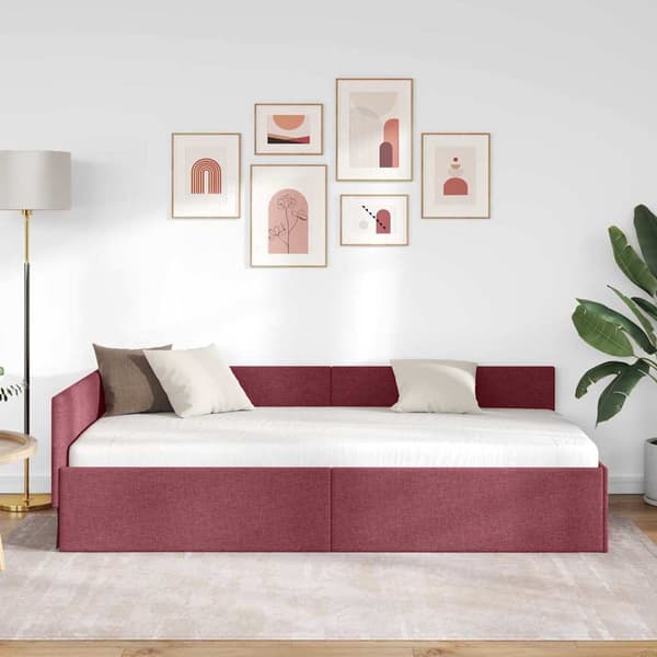 vidaXL Hörnssängram Vinröd 80 x 200 cm tyg