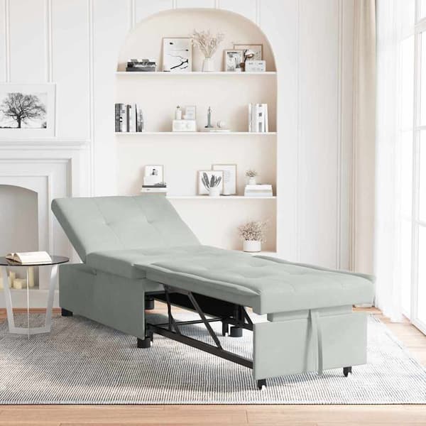 vidaXL Soffsäng Ljusgrå 194 x 67 x 82 cm Sammet