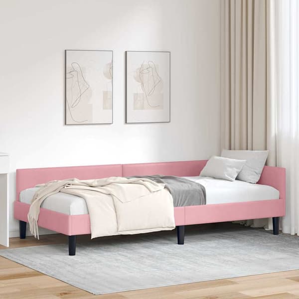 vidaXL Sängram Rosa 100 x 200 cm Sammet och konstruerat trä