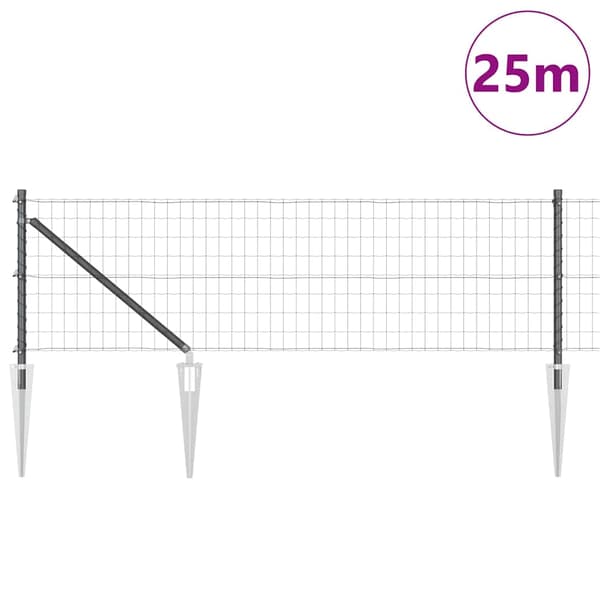 vidaXL Gjerde med stolpe Grå 0,4 x 25 m Stål og PVC