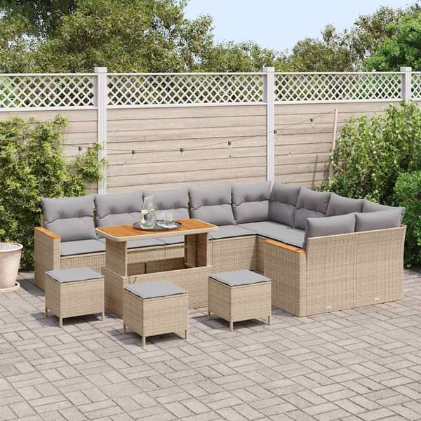 vidaXL Trädgårdsoffset 13 pcs Beige konstrotting