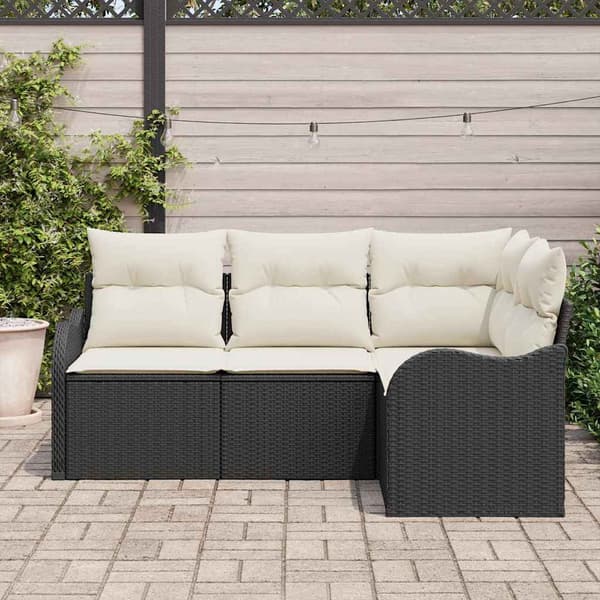 vidaXL Trädgårdsoffset 4 pcs Svart konstrotting