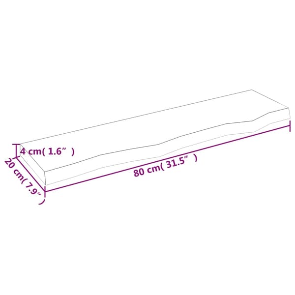 vidaXL Vegghylle 80x20x4 cm ubehandlet heltre eik
