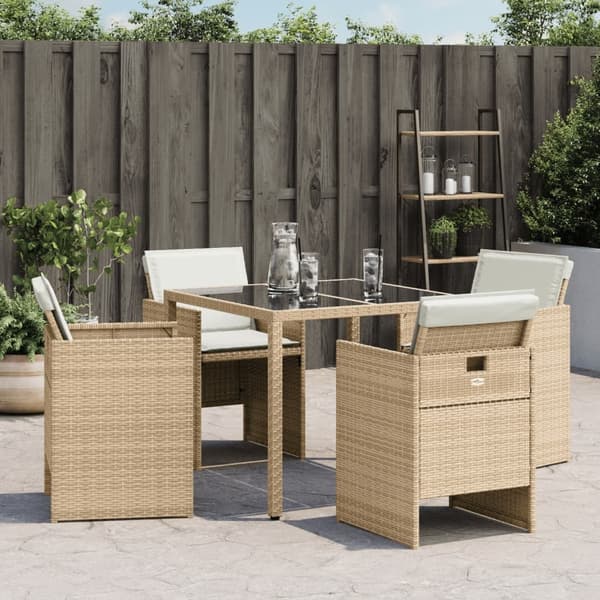 vidaXL Trädgårdsstolar med dynor 4 st beige konstrotting