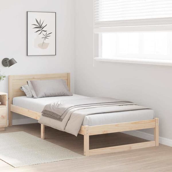 vidaXL Sängram Vit 75 x 190 cm Massiv furu