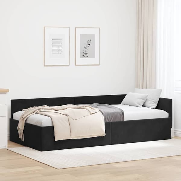 vidaXL Hörnssängram Svart 90 x 190 cm Sammet