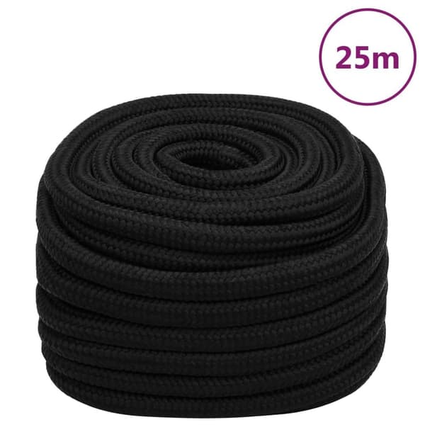 vidaXL Rep svart 25 mm 25 m polyester