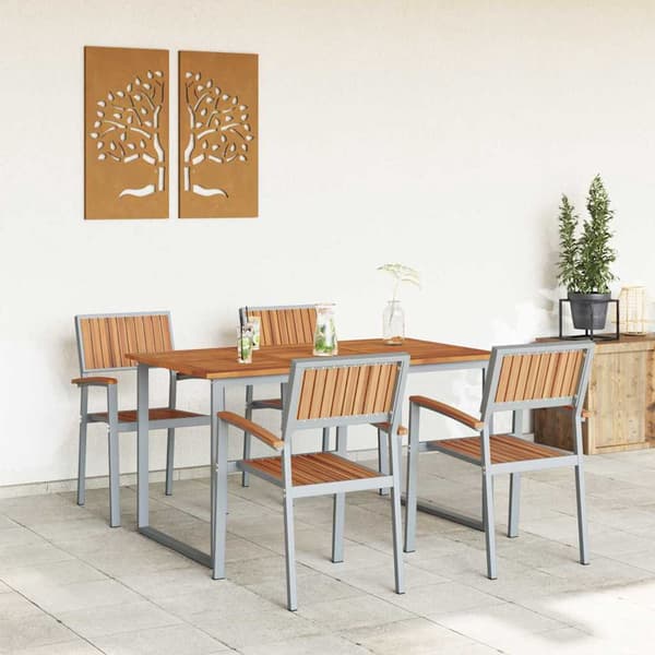 vidaXL Hage Spisegruppe 5 pcs Grå Solid akasietre