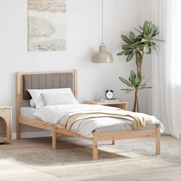 vidaXL Sängram med Vadderad Sänggavel Gråbrun 80x200 cm