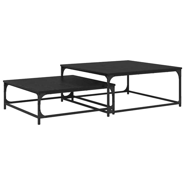 vidaXL Kaffebord 2 pcs Svart Eik Konstruert tre