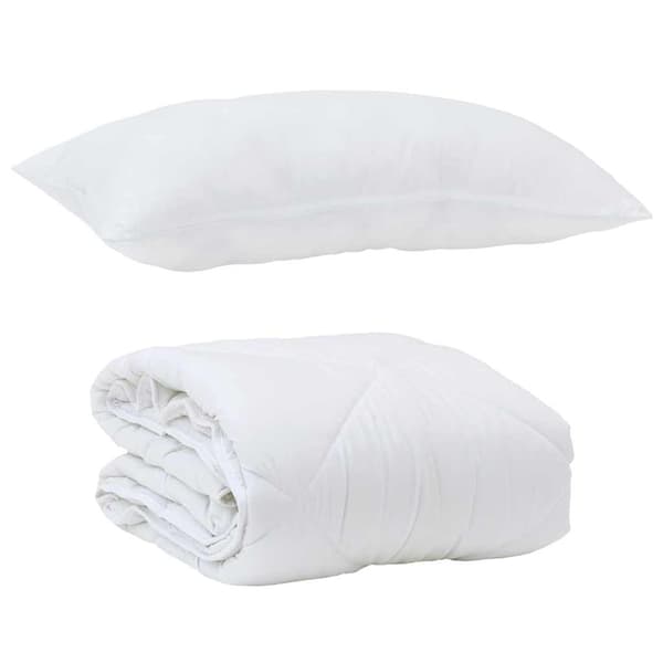 vidaXL Duntäcke med kudde med kudde 2 pcs Vit Mikrofiber