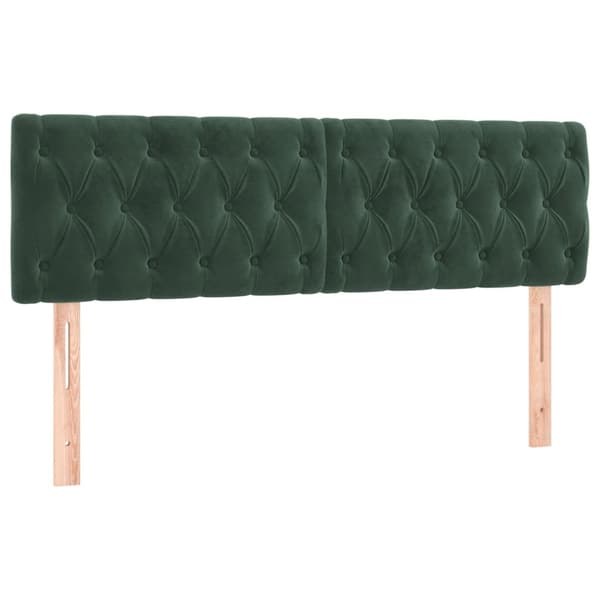 vidaXL Sänggavel LED mörkgrön 144x7x78/88 cm sammet