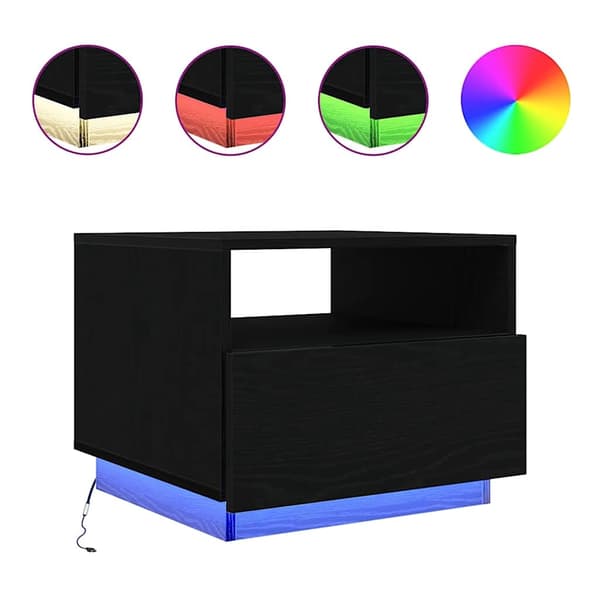 vidaXL Soffbord med LED svart ek 50x49x40 cm