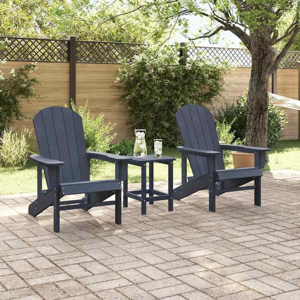 vidaXL Trädgård Stol 3 pcs Marinblå polyeten