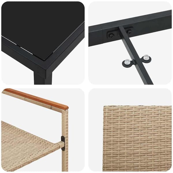 vidaXL Trädgårdsmöbelset med kudde 9 pcs Beige konstrotting