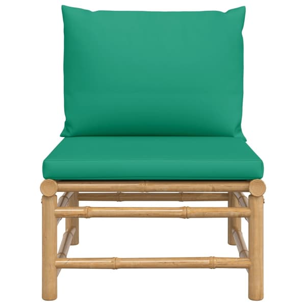 vidaXL Soffa mittdel för trädgården med grön dyna bambu