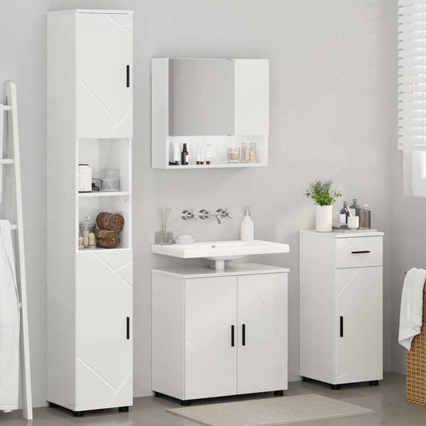 vidaXL Badrumsmöbelset 4 delar Högglans vit 61 x 35 x 64 cm