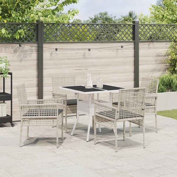 vidaXL Trädgårdsmöbelset 5 pcs Ljusgrå konstrotting