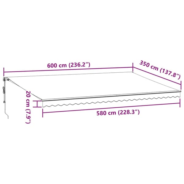vidaXL Markis automatiskt infällbar brun 600x350 cm