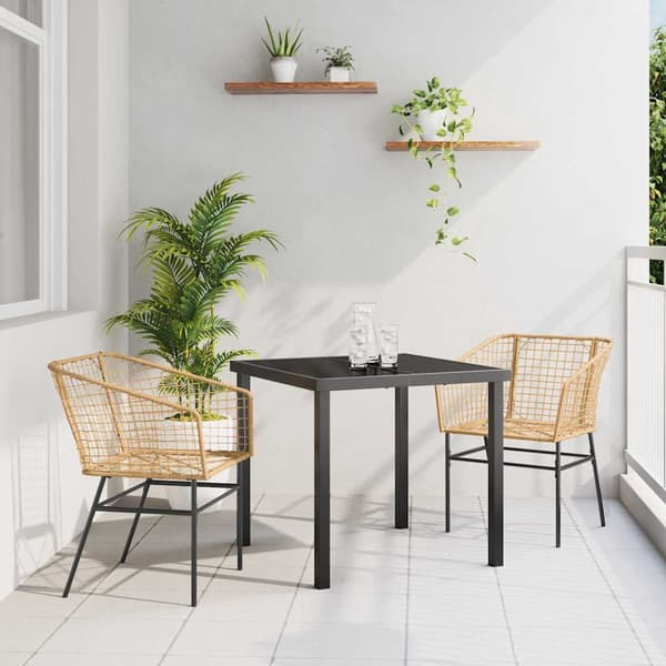 vidaXL Hage Spisegruppe 3 pcs Brun polyrotting