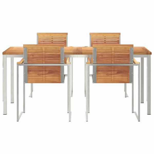 vidaXL Trädgårdsmöbelset 5 pcs Brun Massivt teakträ