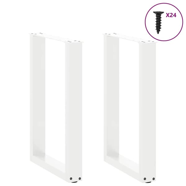 vidaXL Soffbordsben U-formade 2 st vit 50x(72-73) cm stål
