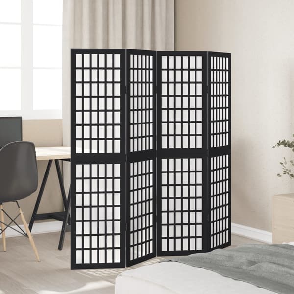 vidaXL Romdeler 4 paneler svart heltre keisertre