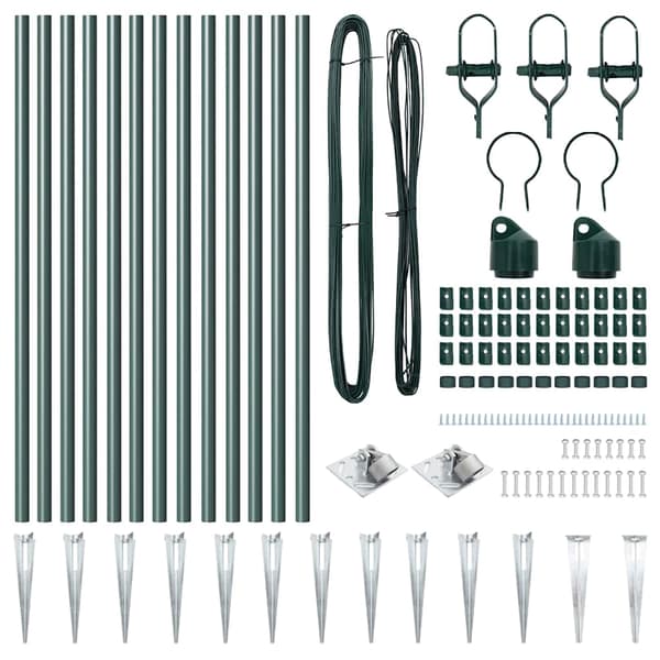 vidaXL Stängselstolpe 13 pcs Grön Stål
