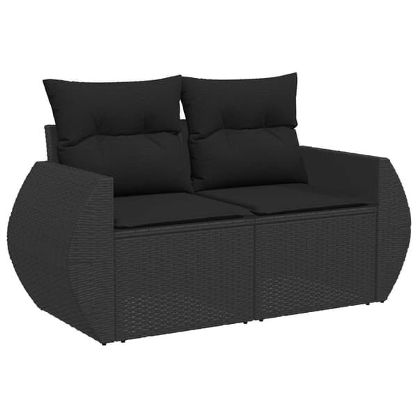 vidaXL Trädgårdsoffset 9 pcs Svart konstrotting