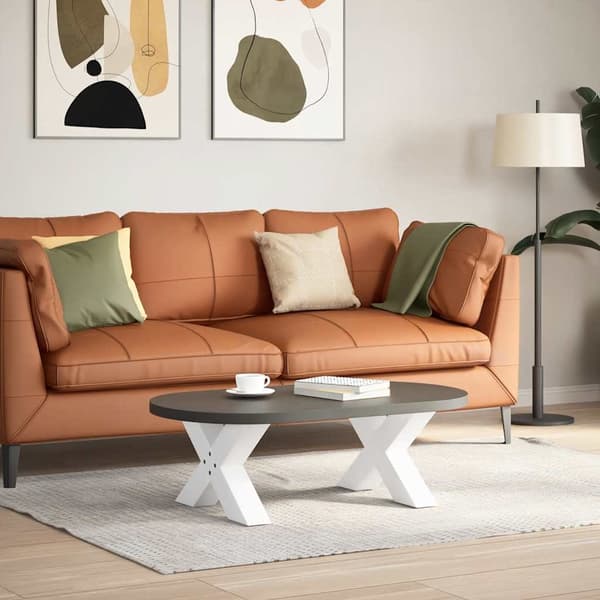 vidaXL Soffbordsben X-formade 2 st vit 50x(30-31) cm stål