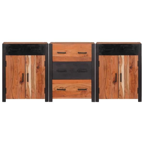 vidaXL Serviesskap 3 pcs Brun 165 x 30 x 75 cm Solid akasietre
