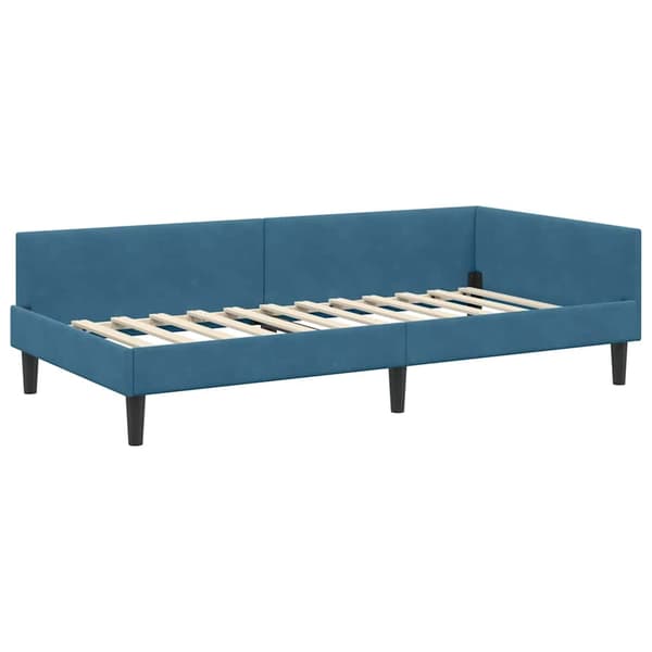vidaXL Sängram Blå 90 x 190 cm Sammet och konstruerat trä