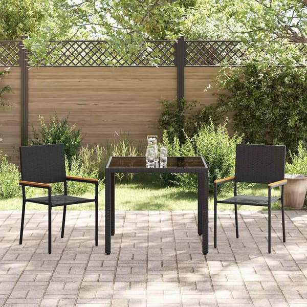 vidaXL Hage Spisegruppe 3 pcs Svart polyrotting