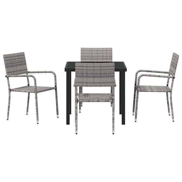 vidaXL Hage Spisegruppe 5 pcs Grå Poly rattan
