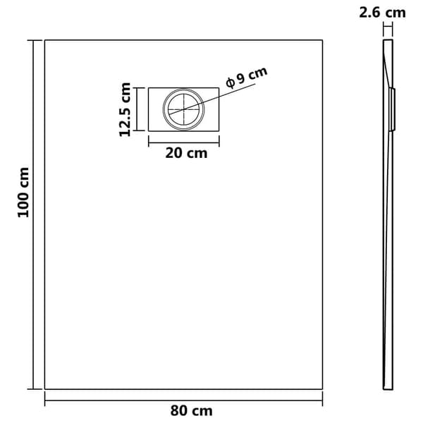 vidaXL Duschkar SMC brun 100x80 cm