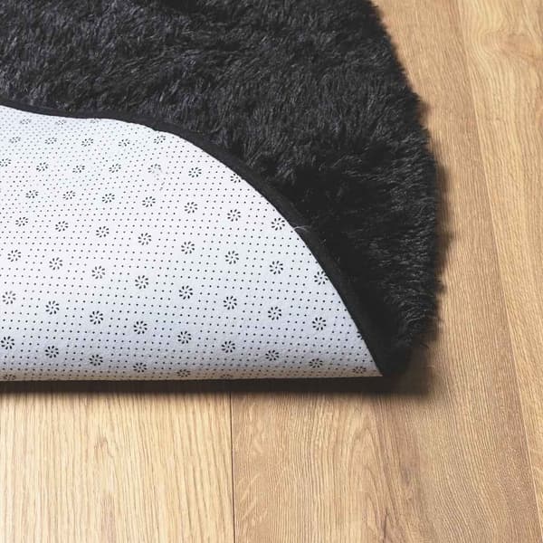vidaXL Flossteppe med lang luv NAVARRA svart 160x160 cm polyester