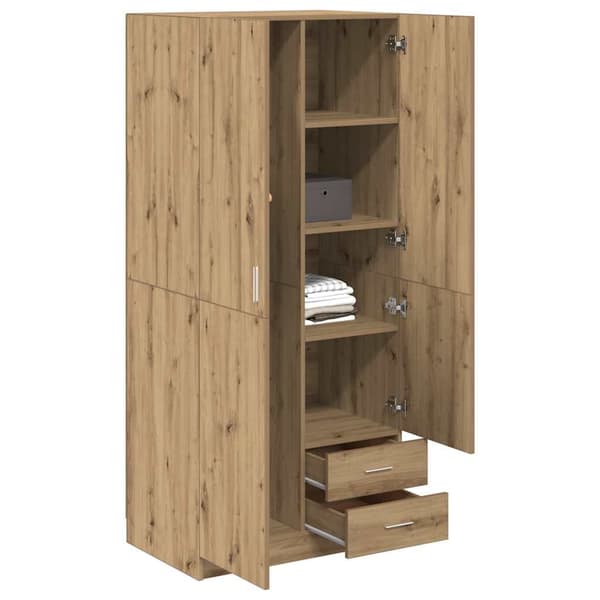 vidaXL Garderobe artisan eik 80x52x180 cm konstruert tre