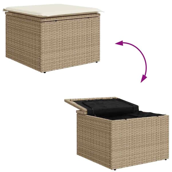 vidaXL Trädgårdsoffset 7 pcs Beige och gräddfärgad konstrotting