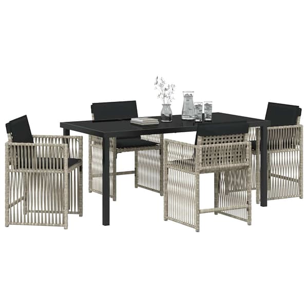 vidaXL Hage Spisegruppe 5 pcs Lysegrå polyrotting