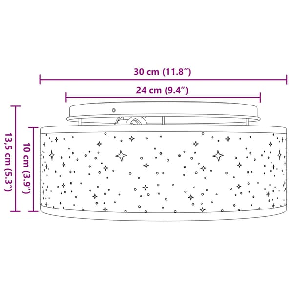 vidaXL Taklampe Gråbrun 30 x 13.5 cm stoff