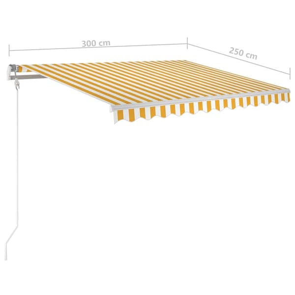 vidaXL Automatisk markis med vindsensor & LED 300x250 cm gul/vit