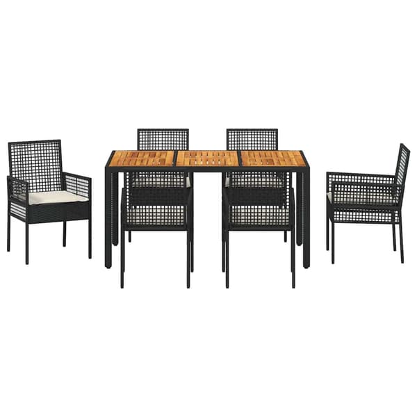 vidaXL Trädgårdsmöbelset 7 pcs Svart konstrotting
