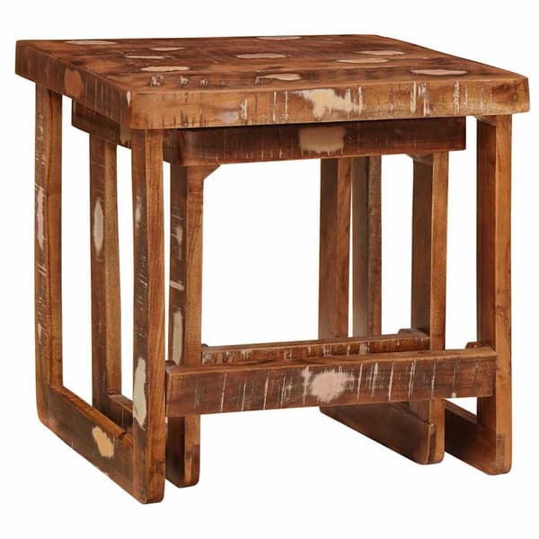 vidaXL Satsbord 2 pcs Brun 46 x 46 x 45 cm Solid återvunnen trä